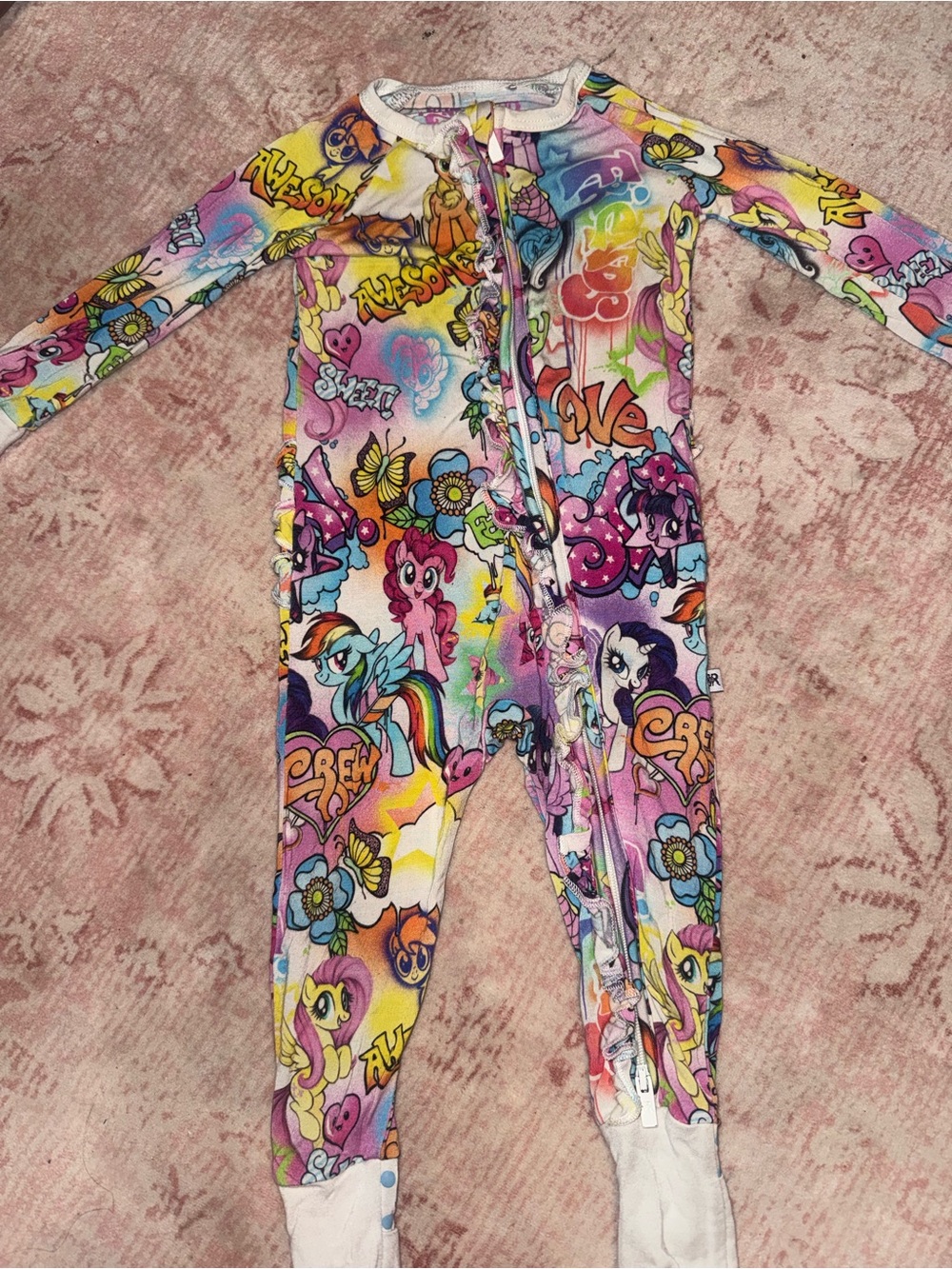 My Little Pony Multicolor Girls' Footed Pajama - Zipper Front
